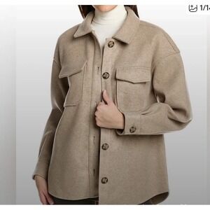 Avec Les Files Jacket Women's Button Down Schacket Jacket - light beige -Small